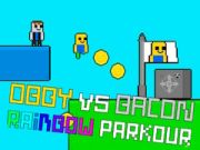 Obby ปะทะ เบคอน ราเบนโบว์ ปาร์คัวร์ เกมออนไลน์