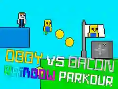 Obby ปะทะ เบคอน ราเบนโบว์ ปาร์คัวร์ เกมออนไลน์