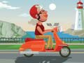ผลงานภาพระบายสีการนั่งรถสกู๊ตเตอร์ในเมือง เกมออนไลน์