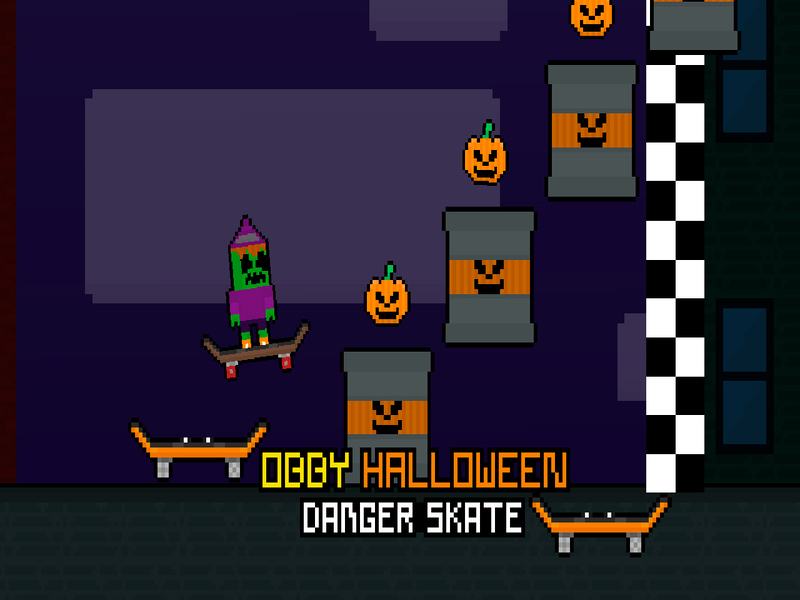 Obby Halloween Danger Skate เกมออนไลน์