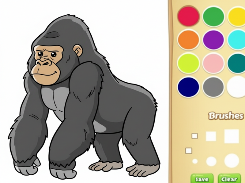 สมุดระบายสีกอริลลาสำหรับเด็ก เกมออนไลน์